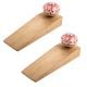 2 Pieces Red Zinnia Flower Ceramic Wooden Door Stopper